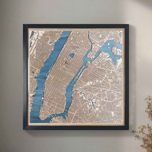 Beautifully crafted New York wood map gift, ideal for any occasion.