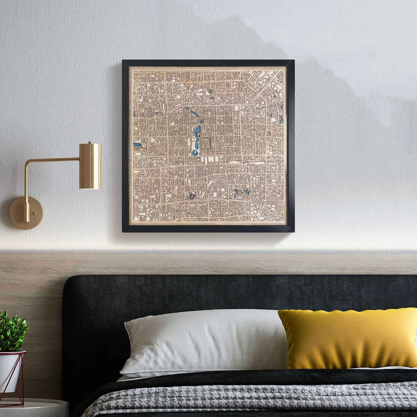 Beijing Wooden Map by CityWood - Custom Wood Map Art - Unique Laser Cut Engraved - Anniversary Gift