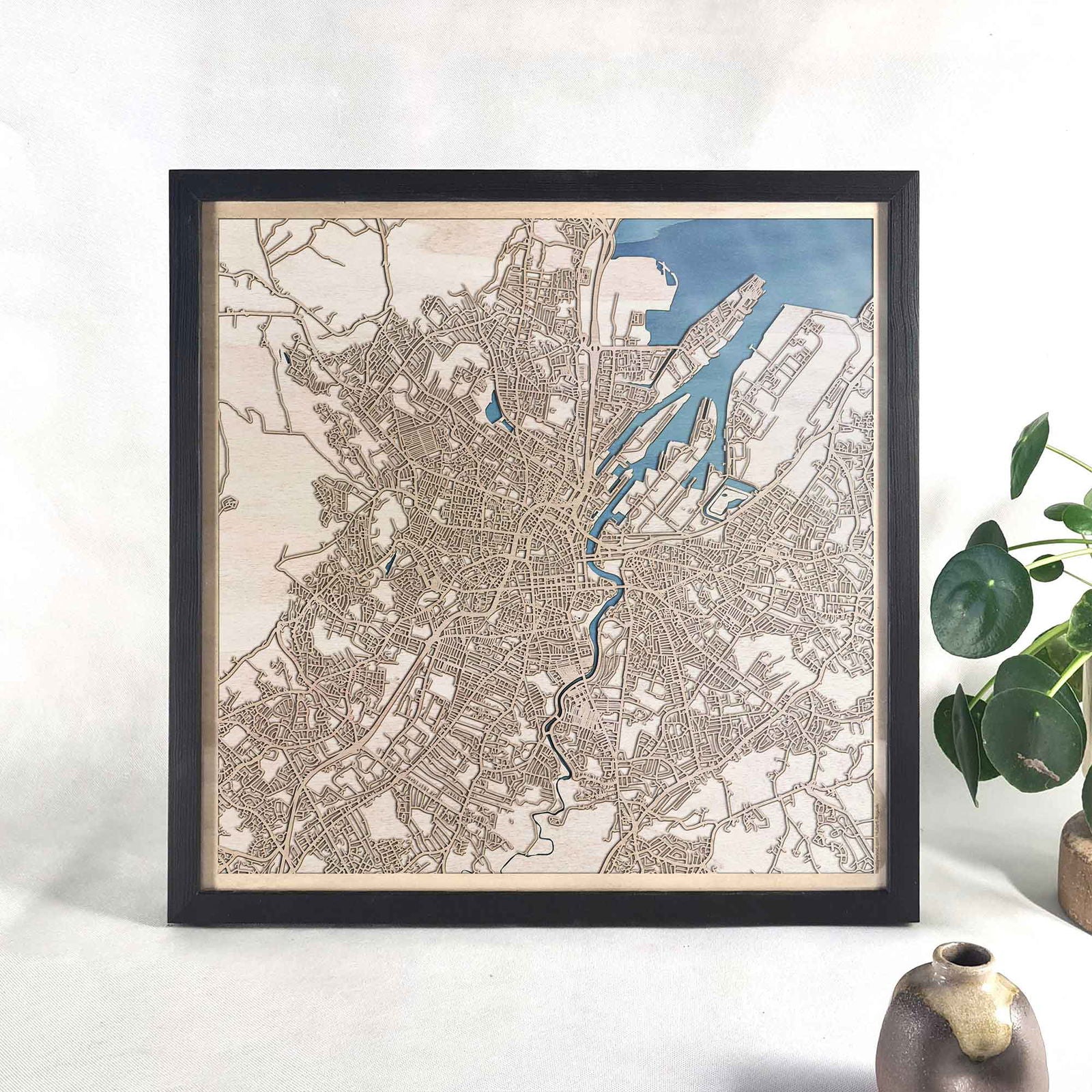 Belfast Wooden Map by CityWood - Custom Wood Map Art - Unique Laser Cut Engraved - Anniversary Gift