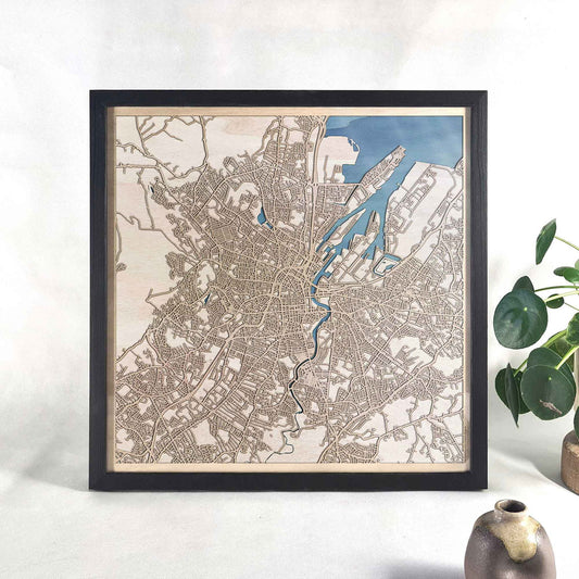 Belfast Wooden Map by CityWood - Custom Wood Map Art - Unique Laser Cut Engraved - Anniversary Gift