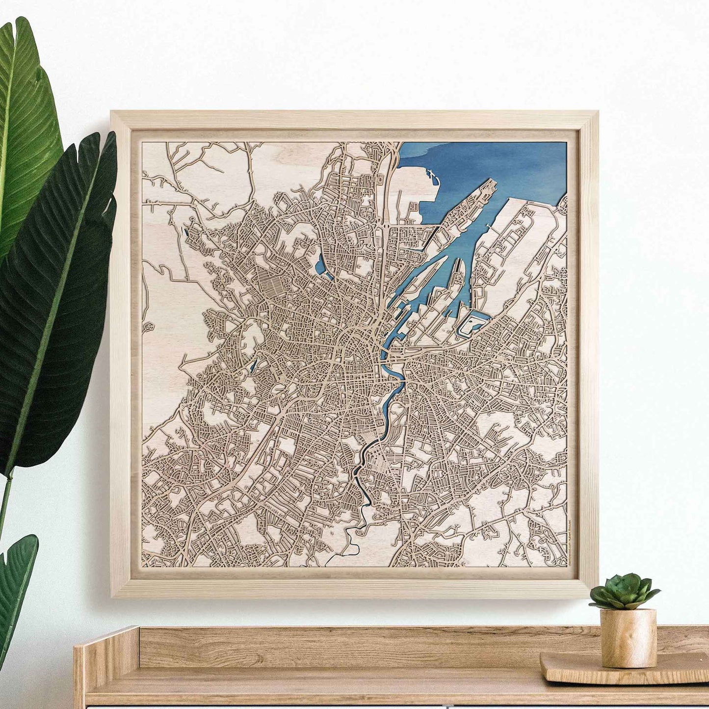 Belfast Wooden Map by CityWood - Custom Wood Map Art - Unique Laser Cut Engraved - Anniversary Gift