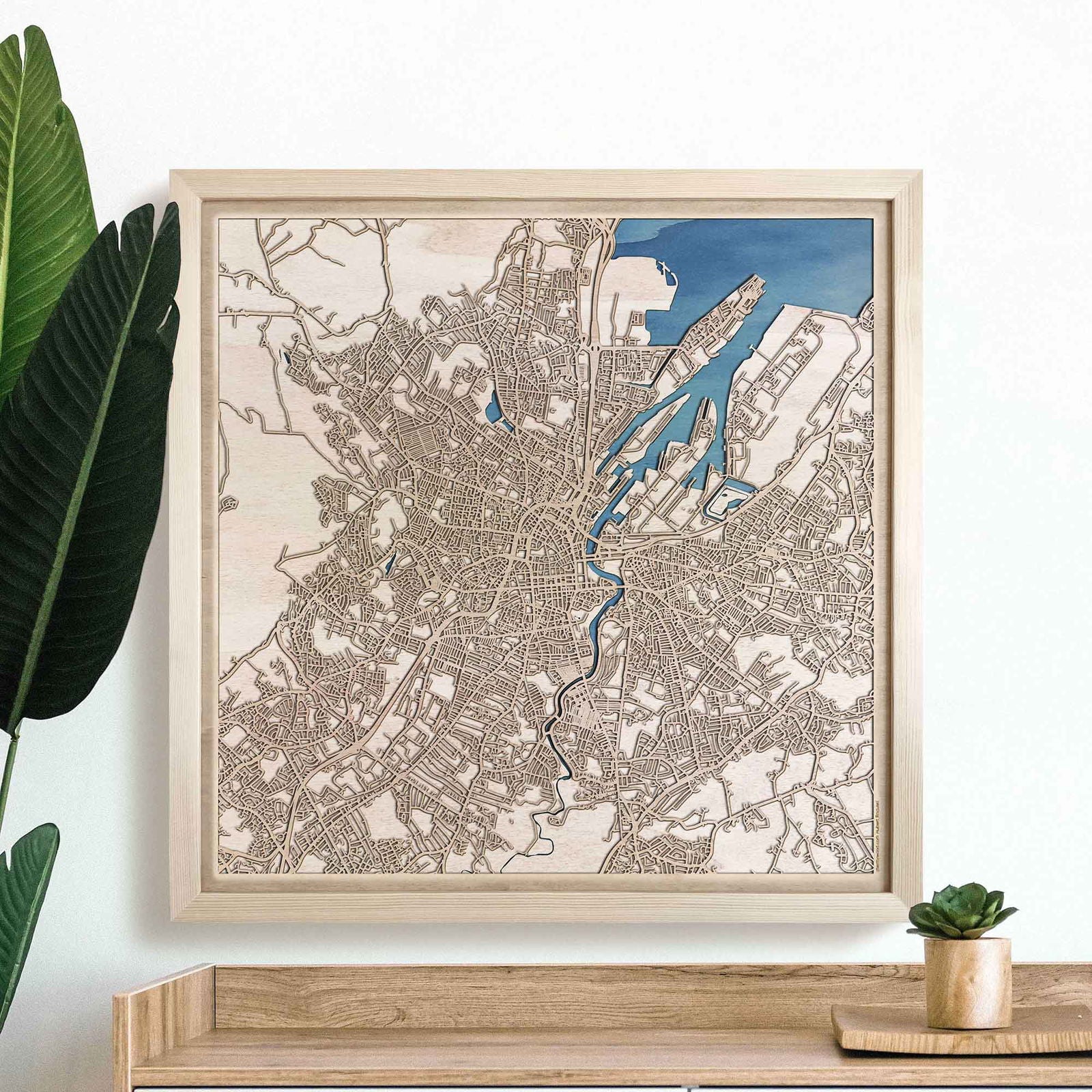 Belfast Wooden Map by CityWood - Custom Wood Map Art - Unique Laser Cut Engraved - Anniversary Gift