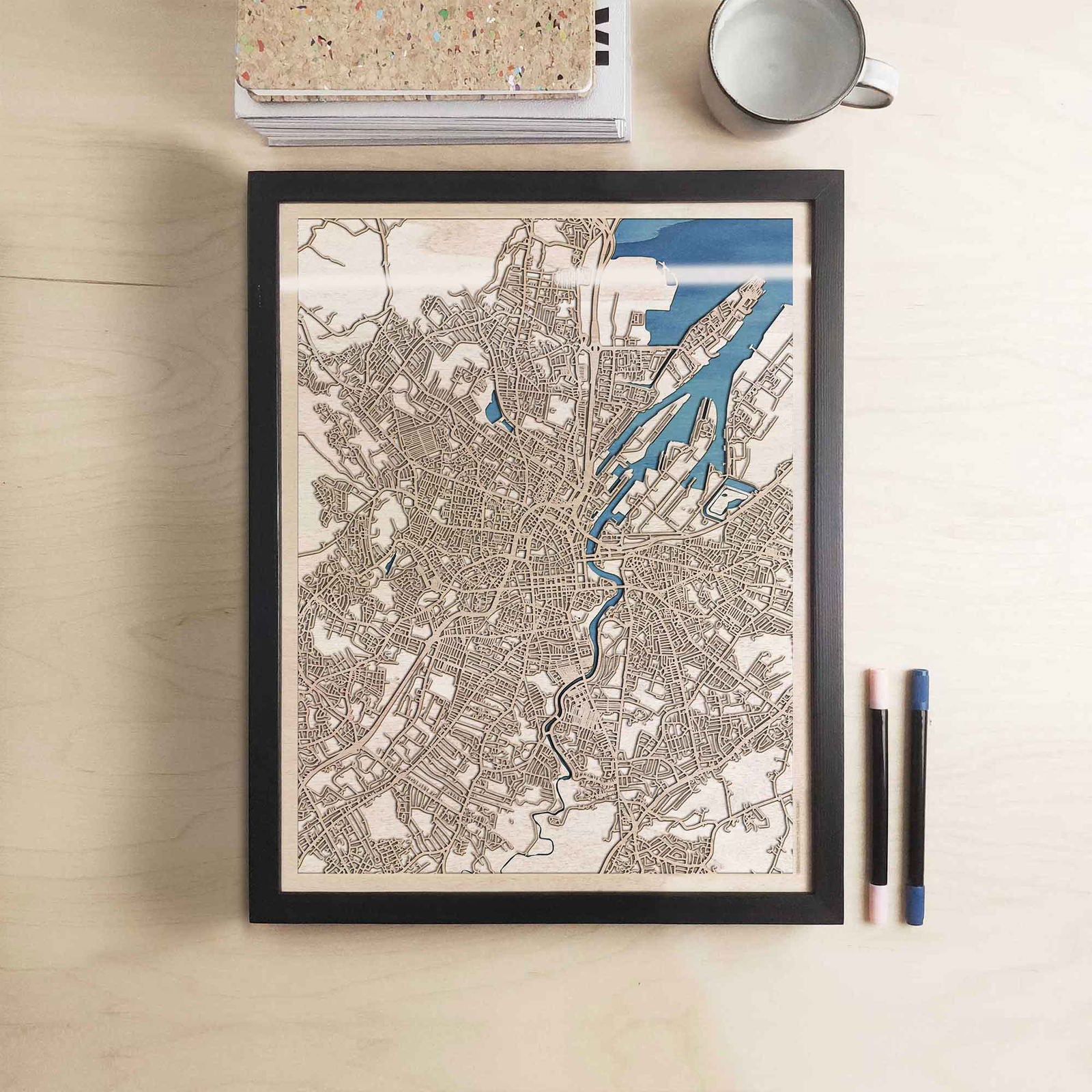Belfast Wooden Map by CityWood - Custom Wood Map Art - Unique Laser Cut Engraved - Anniversary Gift
