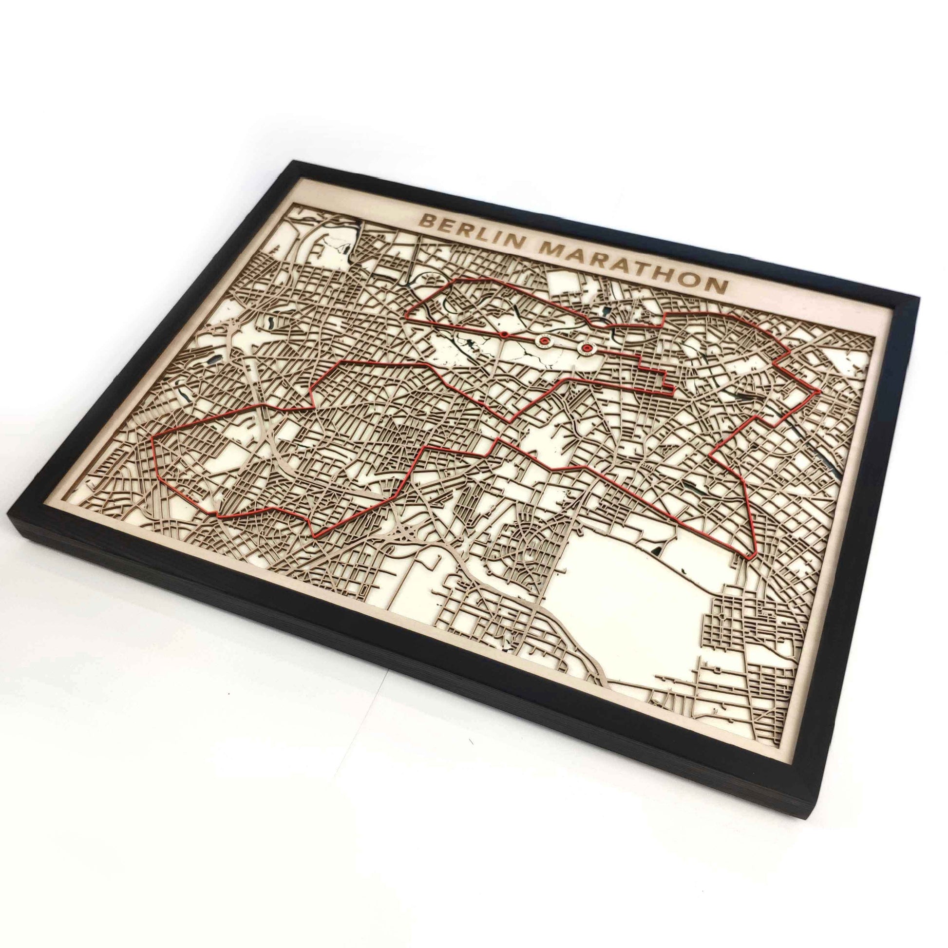 Berlin Marathon Course Map - Wall Art Gift by CityWood - Custom Wood Map Art - Unique Laser Cut Engraved - Anniversary Gift