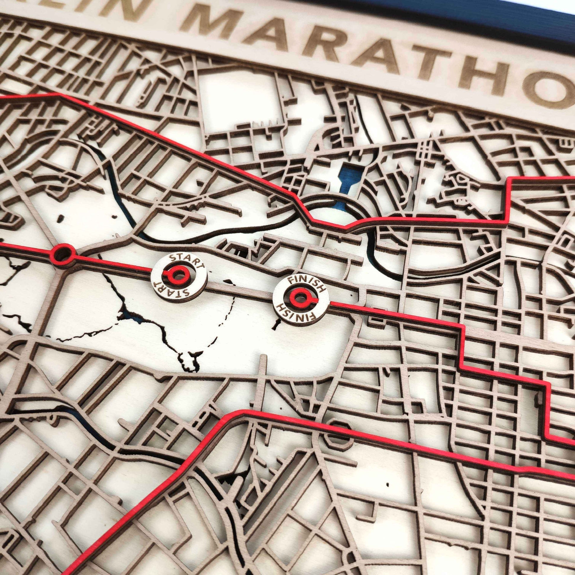 Berlin Marathon Course Map - Wall Art Gift by CityWood - Custom Wood Map Art - Unique Laser Cut Engraved - Anniversary Gift