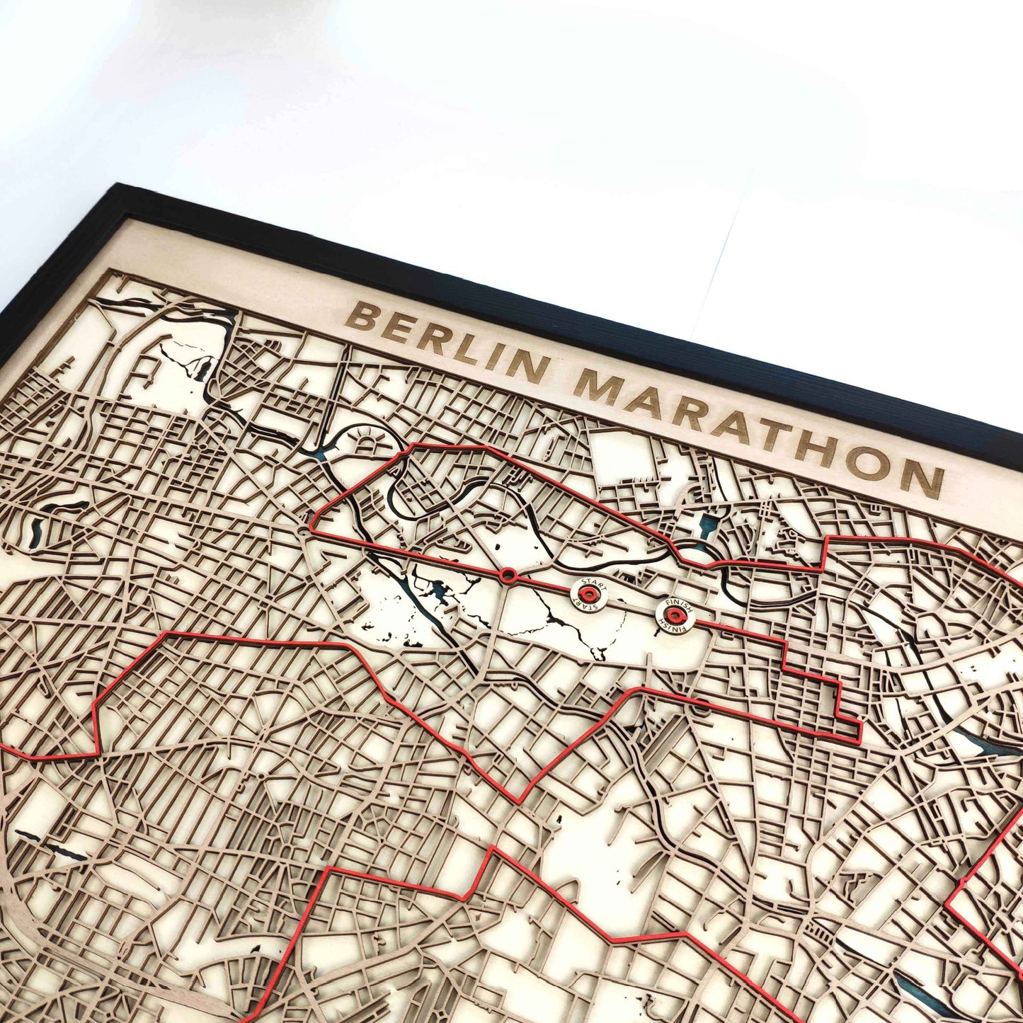 Berlin Marathon Wooden Map by CityWood - Custom Wood Map Art - Unique Laser Cut Engraved - Anniversary Gift