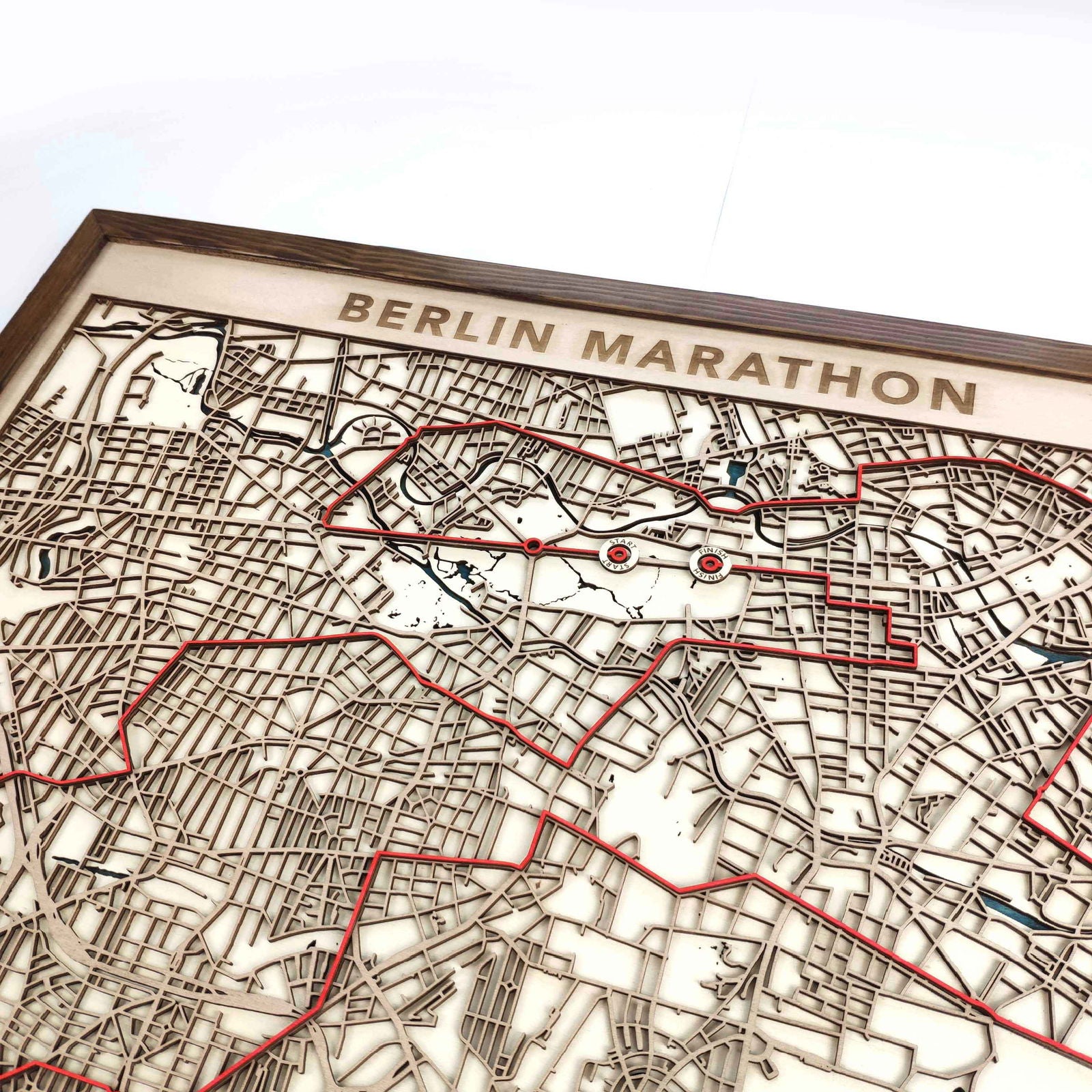 Berlin Marathon Laser-Cut Wooden Map – Unique Runner Poster Gift by CityWood - Custom Wood Map Art - Unique Laser Cut Engraved - Anniversary Gift