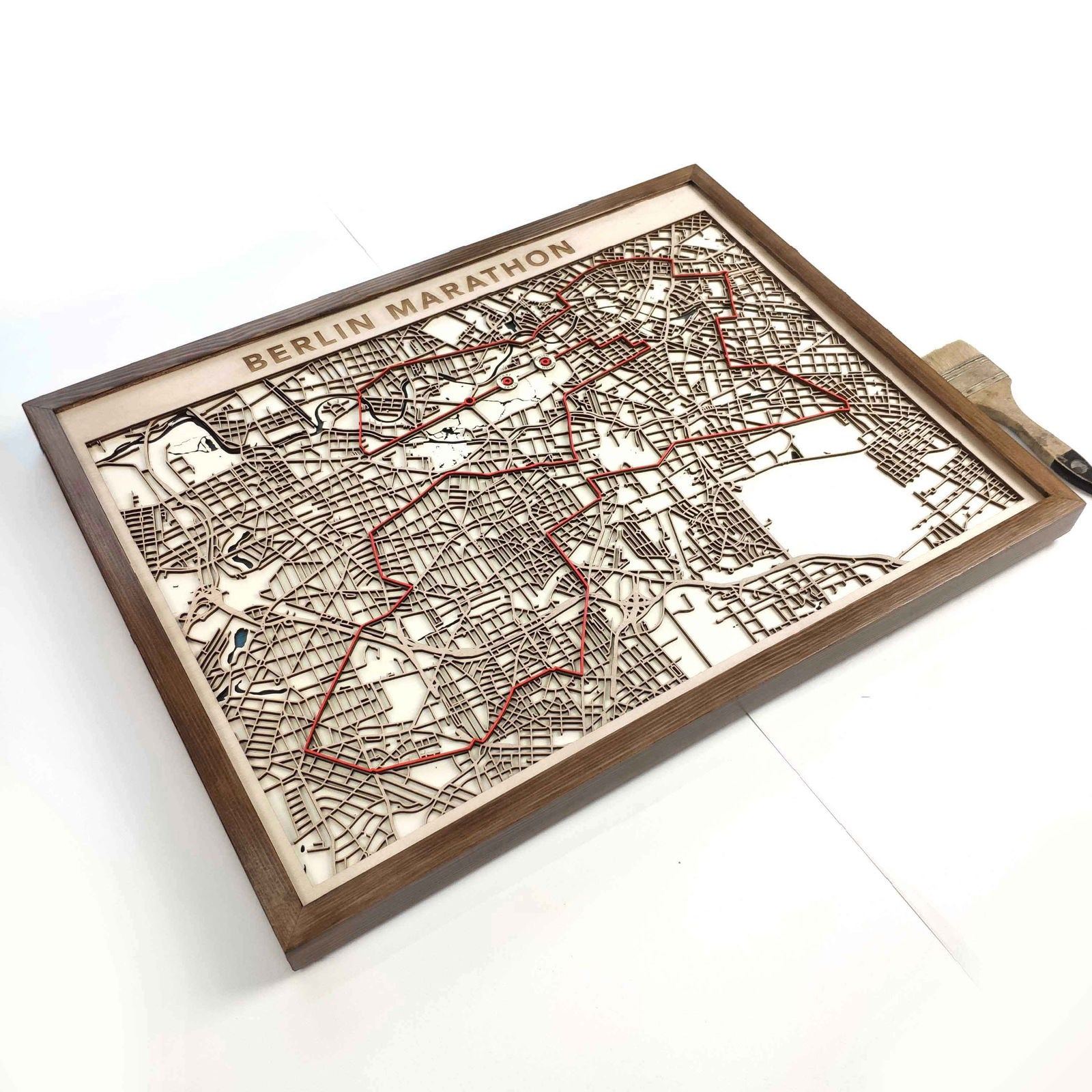 Berlin Marathon Laser-Cut Wooden Map – Unique Runner Poster Gift by CityWood - Custom Wood Map Art - Unique Laser Cut Engraved - Anniversary Gift