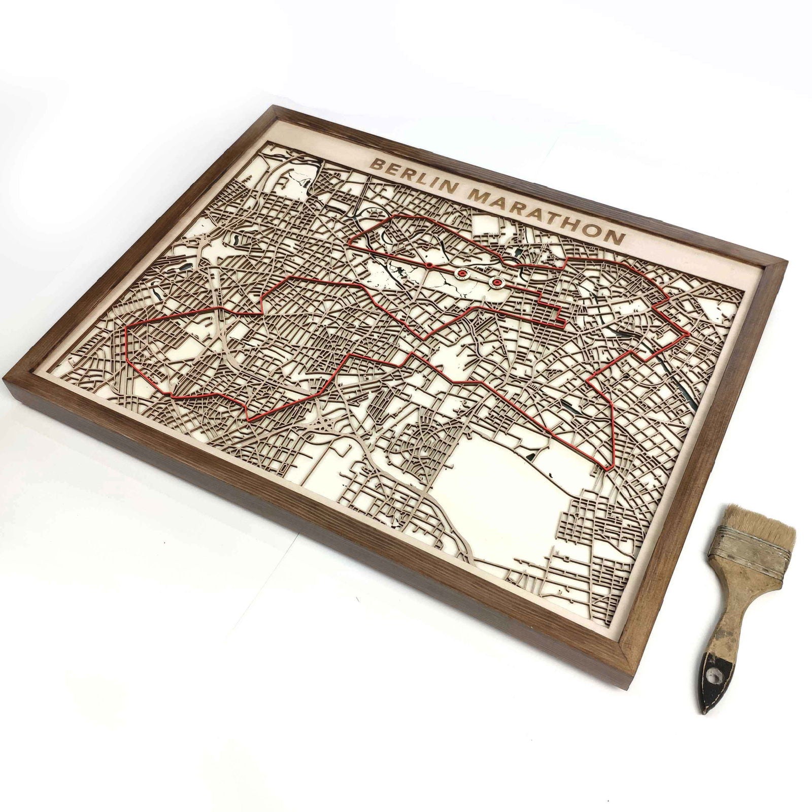 Berlin Marathon Laser-Cut Wooden Map – Unique Runner Poster Gift by CityWood - Custom Wood Map Art - Unique Laser Cut Engraved - Anniversary Gift