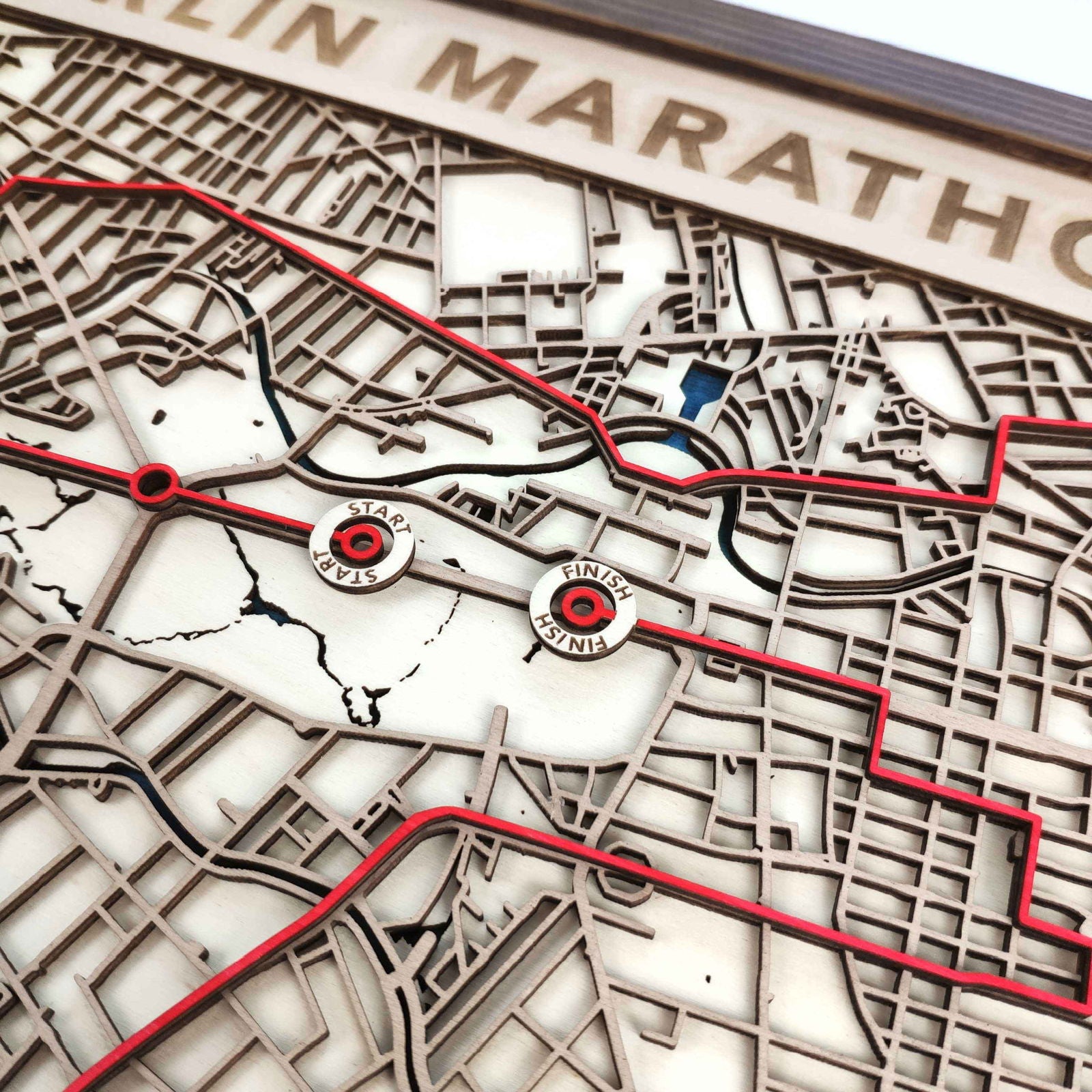 Berlin Marathon Laser-Cut Wooden Map – Unique Runner Poster Gift by CityWood - Custom Wood Map Art - Unique Laser Cut Engraved - Anniversary Gift