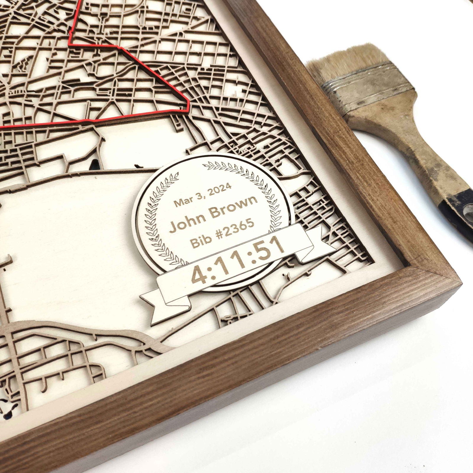 Berlin Marathon Laser-Cut Wooden Map – Unique Runner Poster Gift by CityWood - Custom Wood Map Art - Unique Laser Cut Engraved - Anniversary Gift