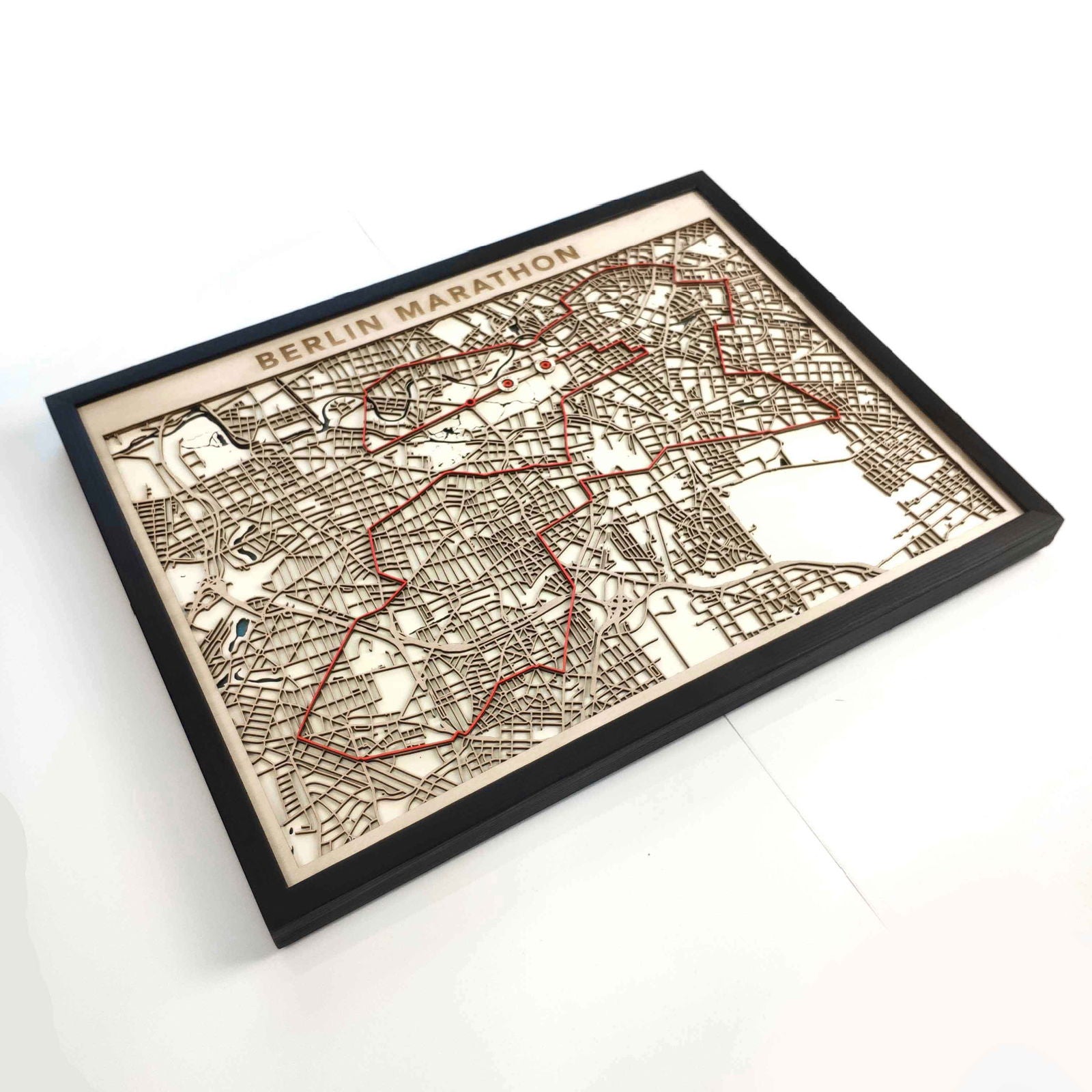 Berlin Marathon Wooden Map by CityWood - Custom Wood Map Art - Unique Laser Cut Engraved - Anniversary Gift