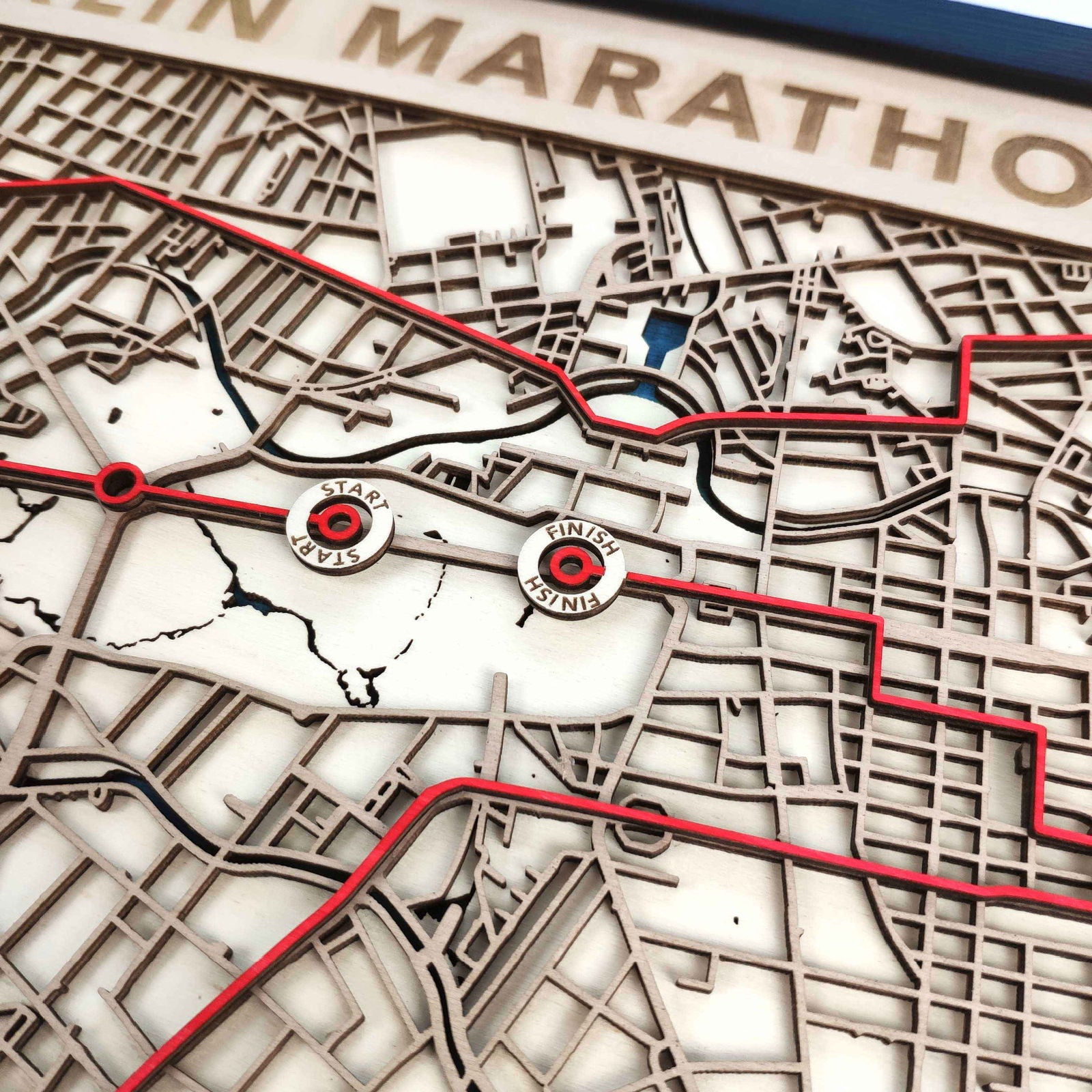 Berlin Marathon Wooden Map by CityWood - Custom Wood Map Art - Unique Laser Cut Engraved - Anniversary Gift