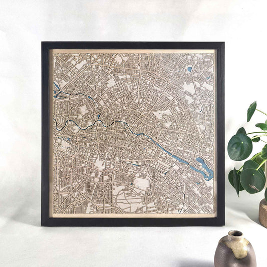 Berlin Wooden Map by CityWood - Custom Wood Map Art - Unique Laser Cut Engraved - Anniversary Gift