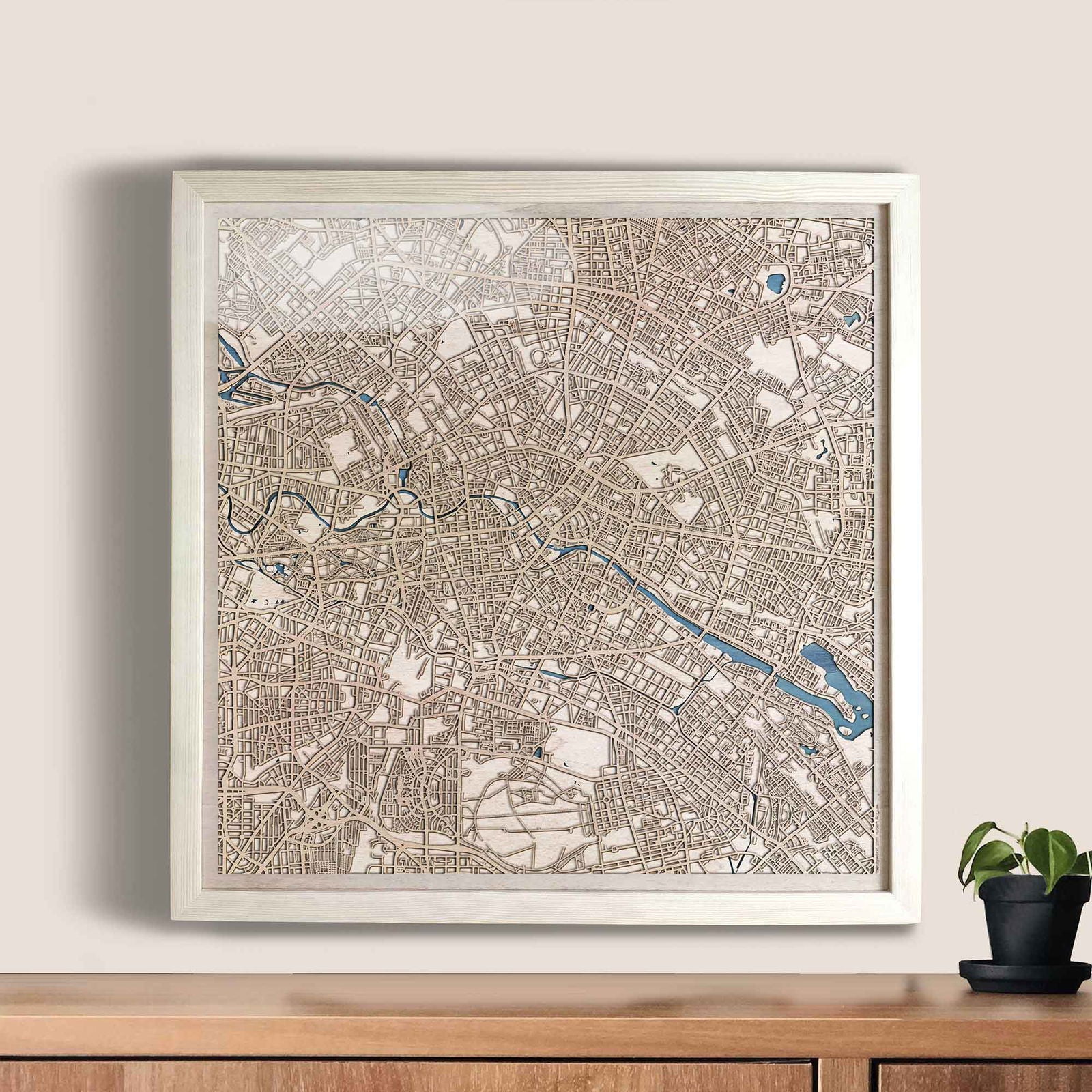 Berlin Wooden Map by CityWood - Custom Wood Map Art - Unique Laser Cut Engraved - Anniversary Gift