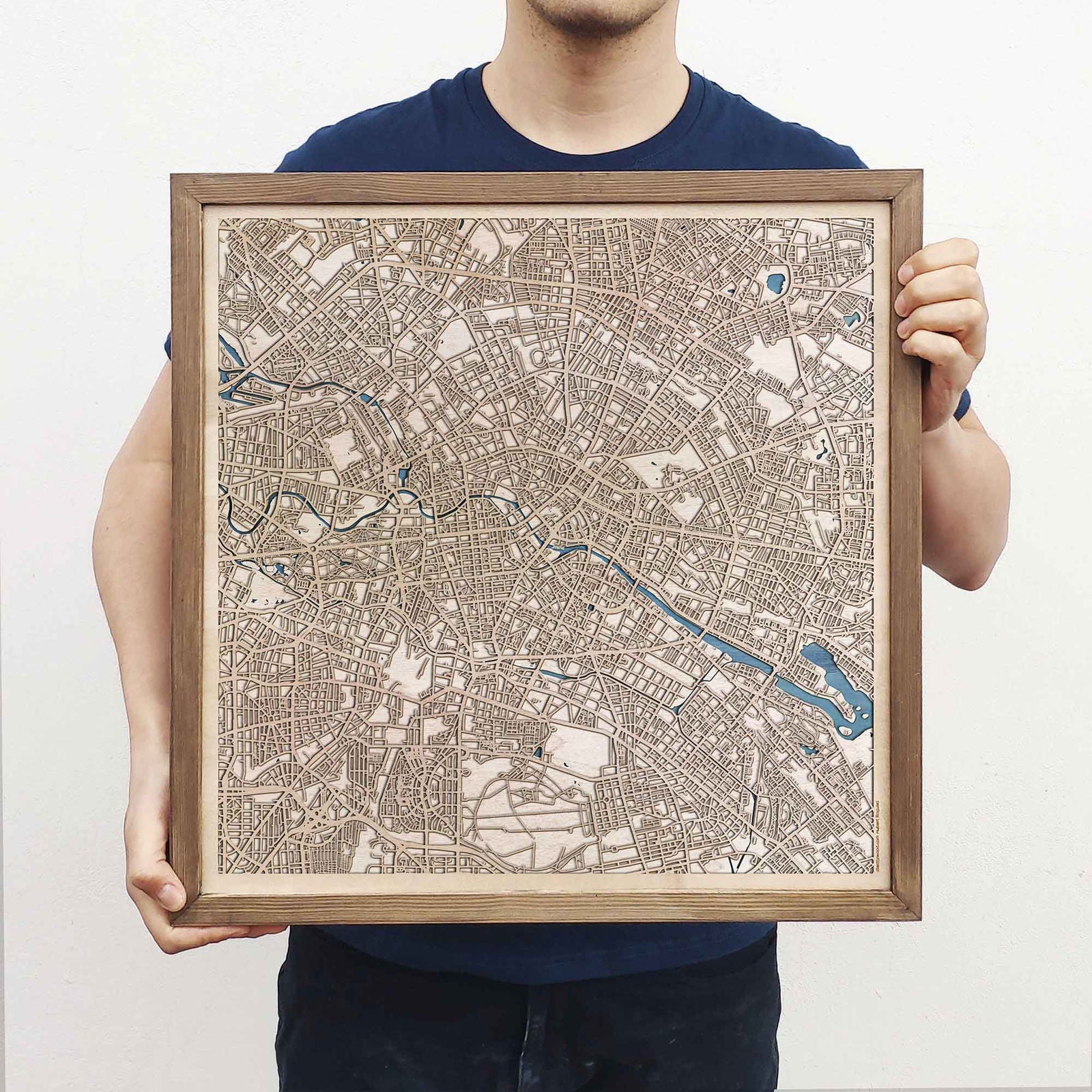 Berlin Wooden Map by CityWood - Custom Wood Map Art - Unique Laser Cut Engraved - Anniversary Gift