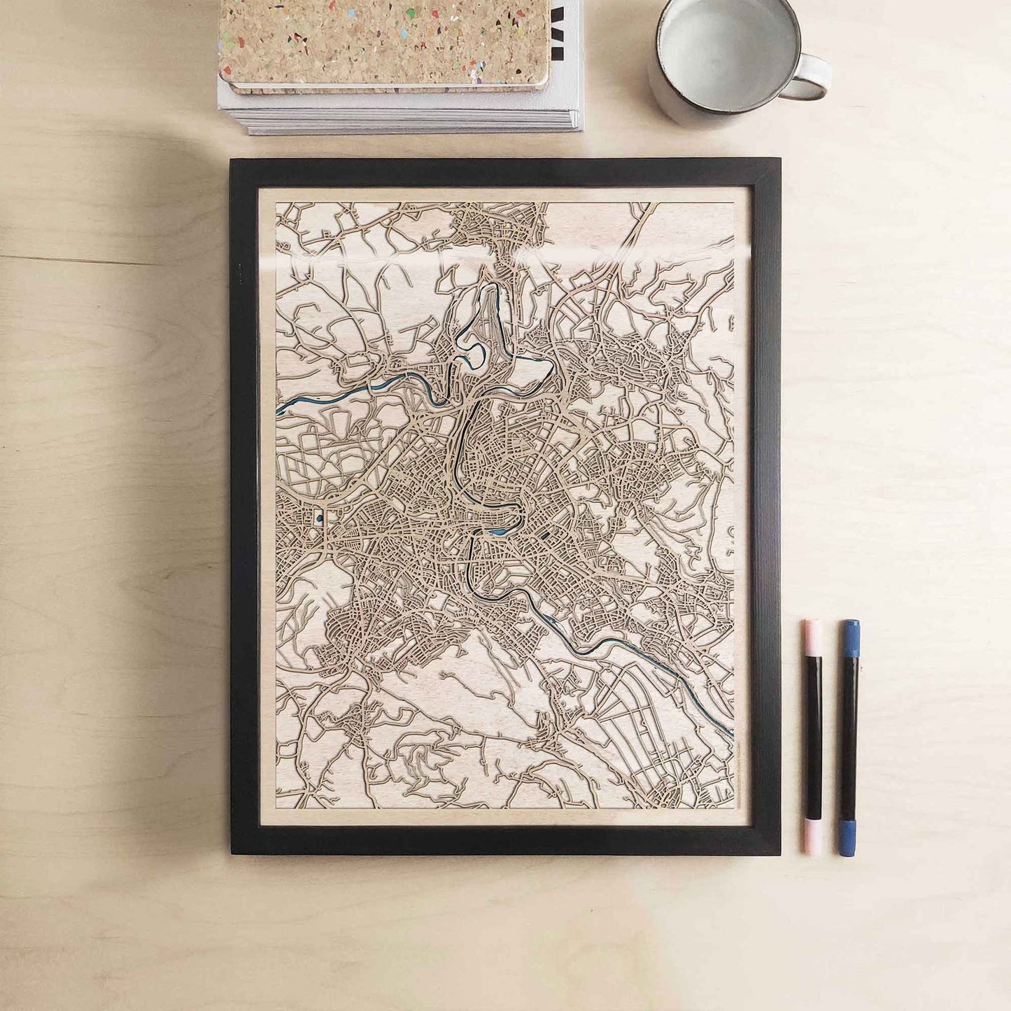 Bern Wooden Map by CityWood - Custom Wood Map Art - Unique Laser Cut Engraved - Anniversary Gift