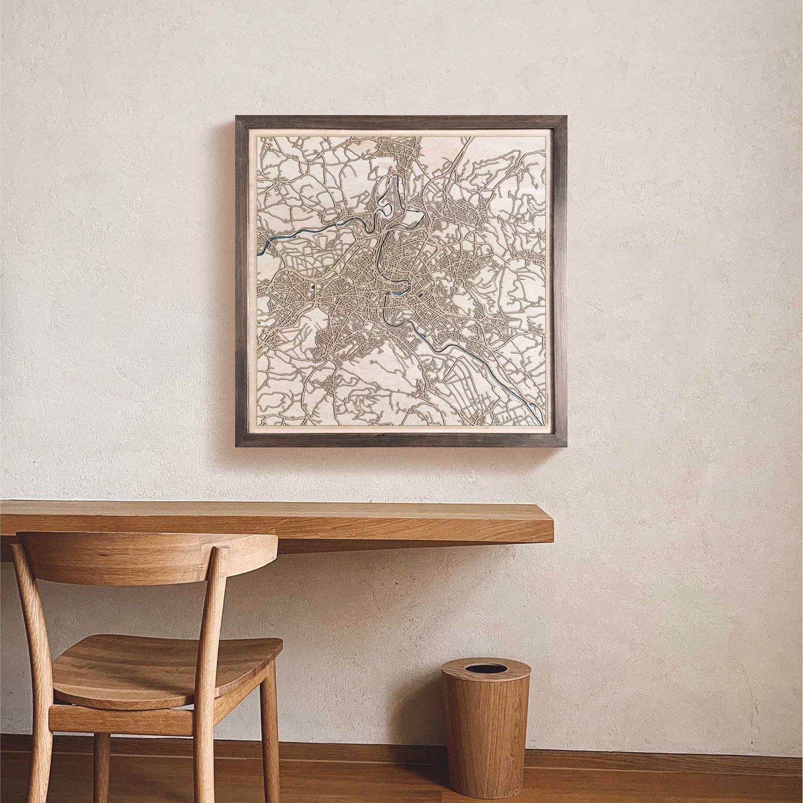 Bern Wooden Map by CityWood - Custom Wood Map Art - Unique Laser Cut Engraved - Anniversary Gift