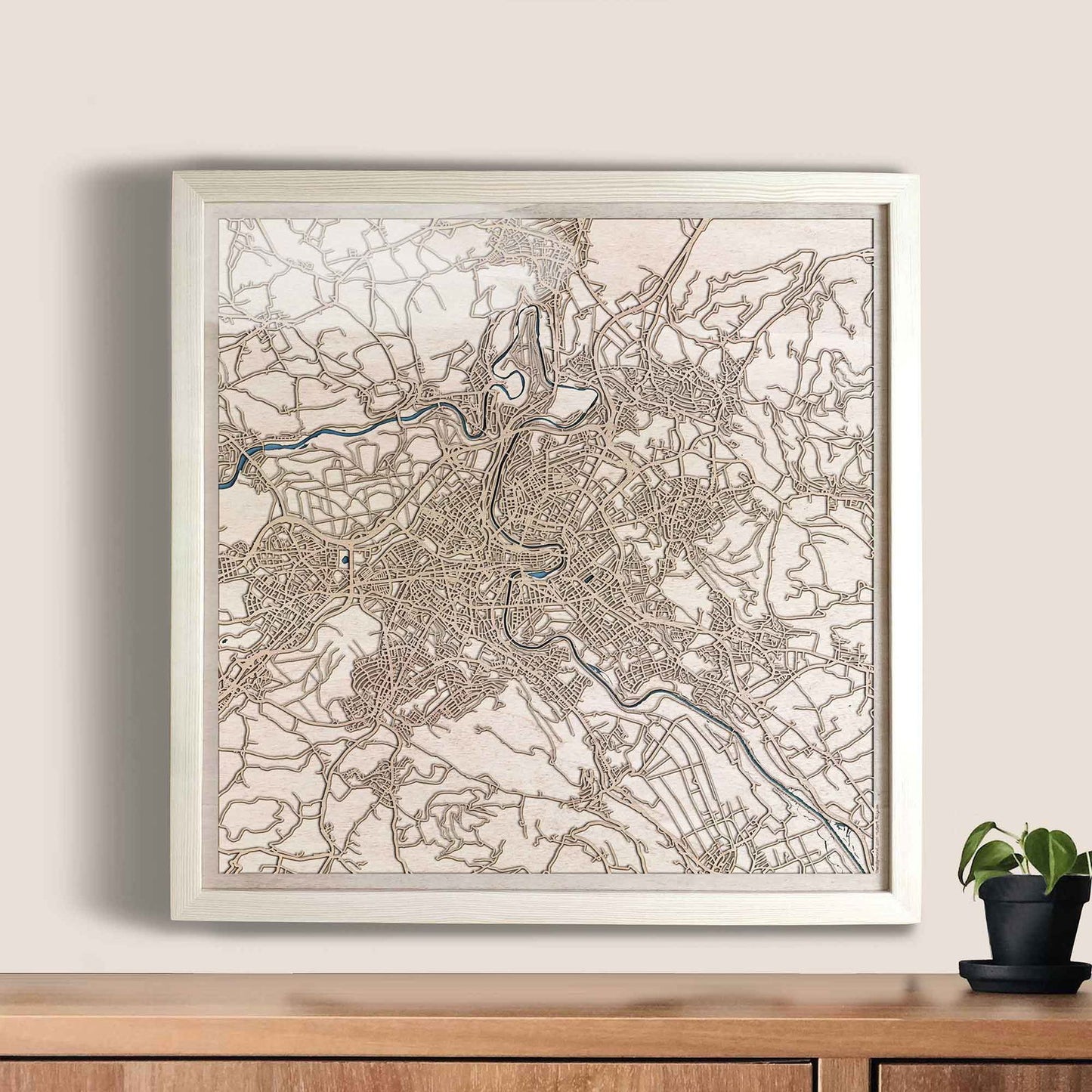 Bern Wooden Map by CityWood - Custom Wood Map Art - Unique Laser Cut Engraved - Anniversary Gift