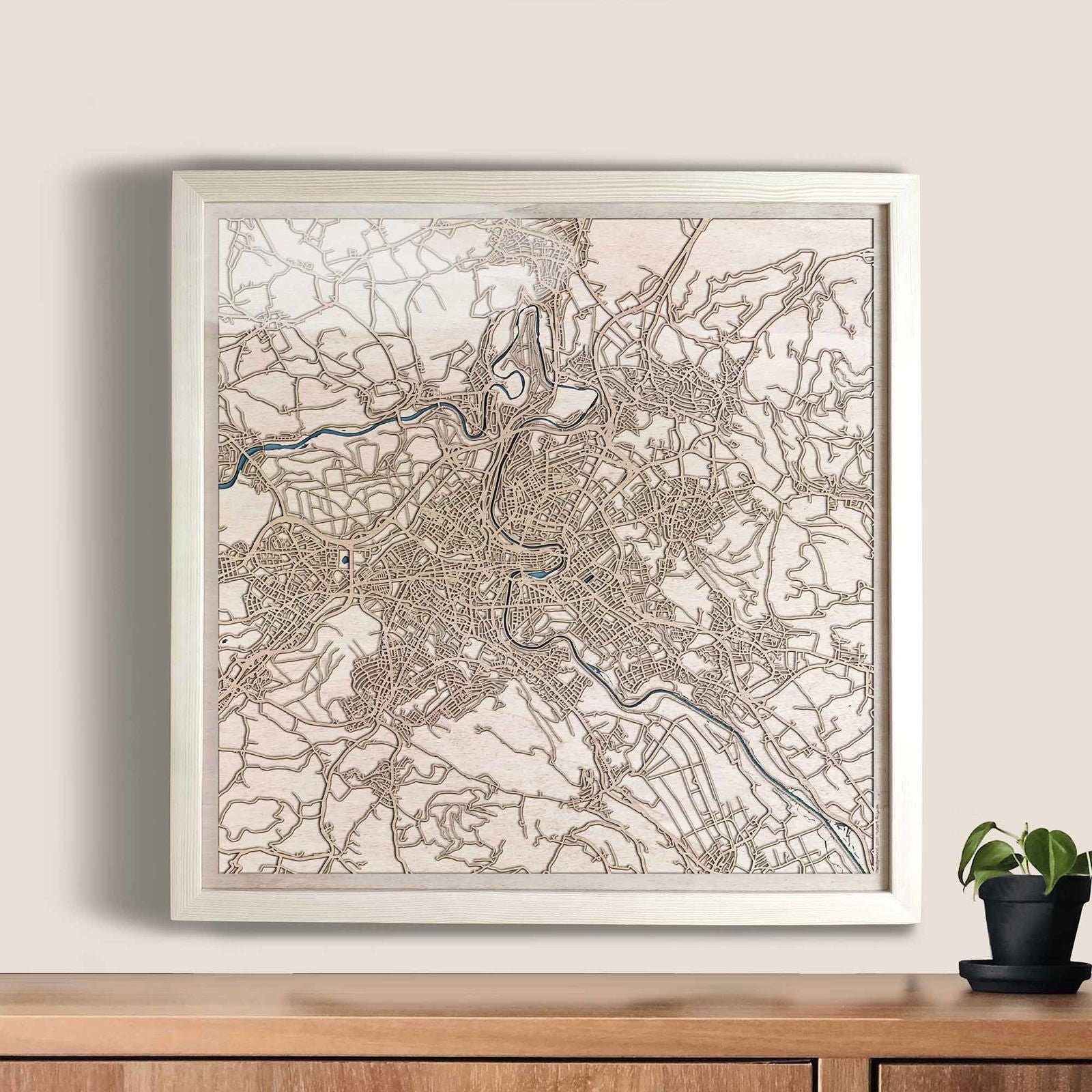 Bern Wooden Map by CityWood - Custom Wood Map Art - Unique Laser Cut Engraved - Anniversary Gift
