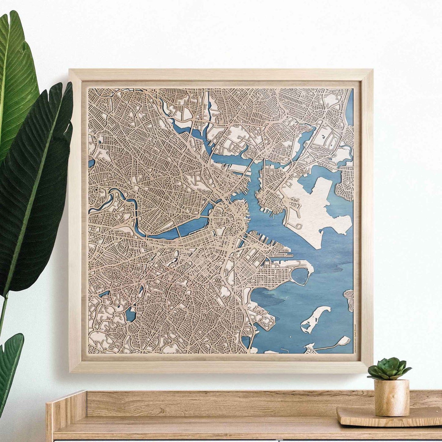 Boston Wooden Map by CityWood - Custom Wood Map Art - Unique Laser Cut Engraved - Anniversary Gift