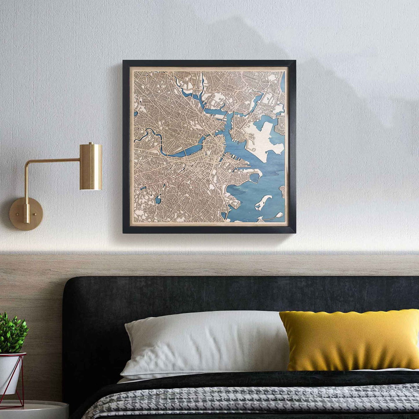 Boston Wooden Map by CityWood - Custom Wood Map Art - Unique Laser Cut Engraved - Anniversary Gift