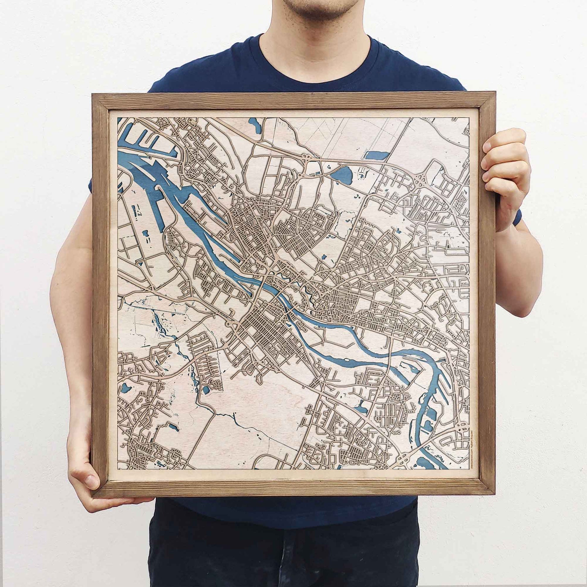 Bremen Wooden Map by CityWood - Custom Wood Map Art - Unique Laser Cut Engraved - Anniversary Gift