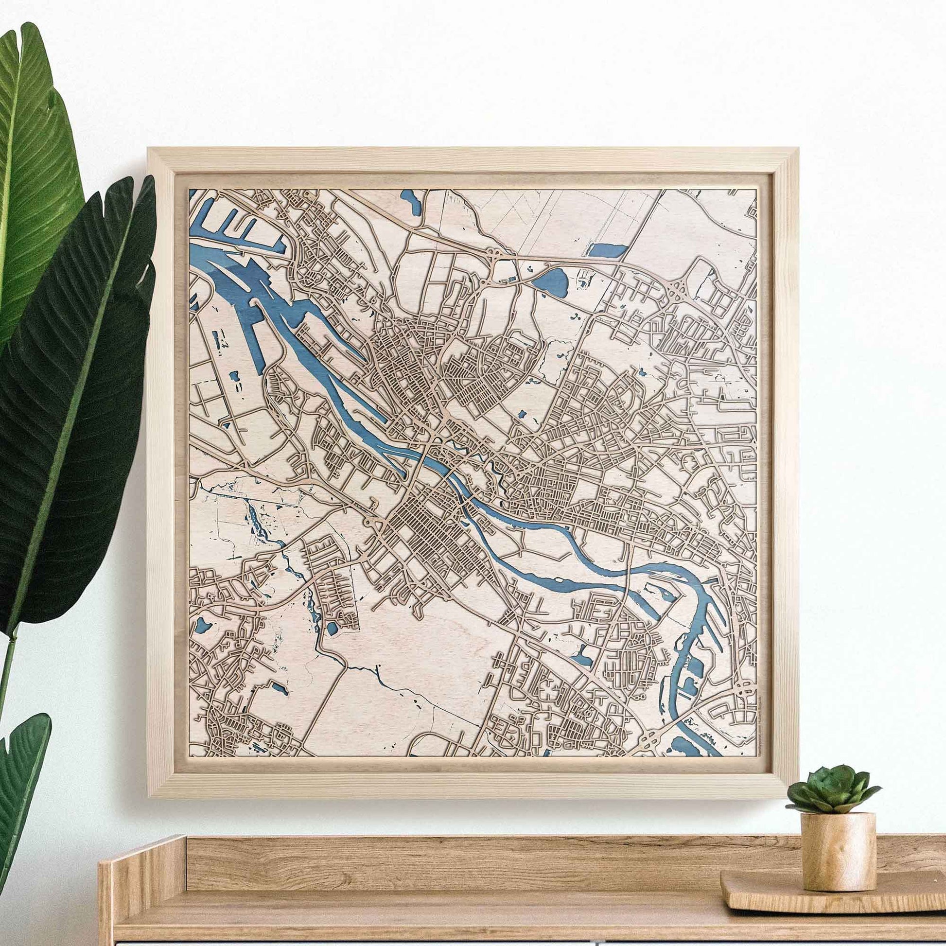 Bremen Wooden Map by CityWood - Custom Wood Map Art - Unique Laser Cut Engraved - Anniversary Gift