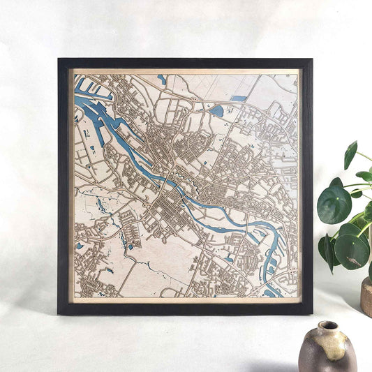 Bremen Wooden Map by CityWood - Custom Wood Map Art - Unique Laser Cut Engraved - Anniversary Gift