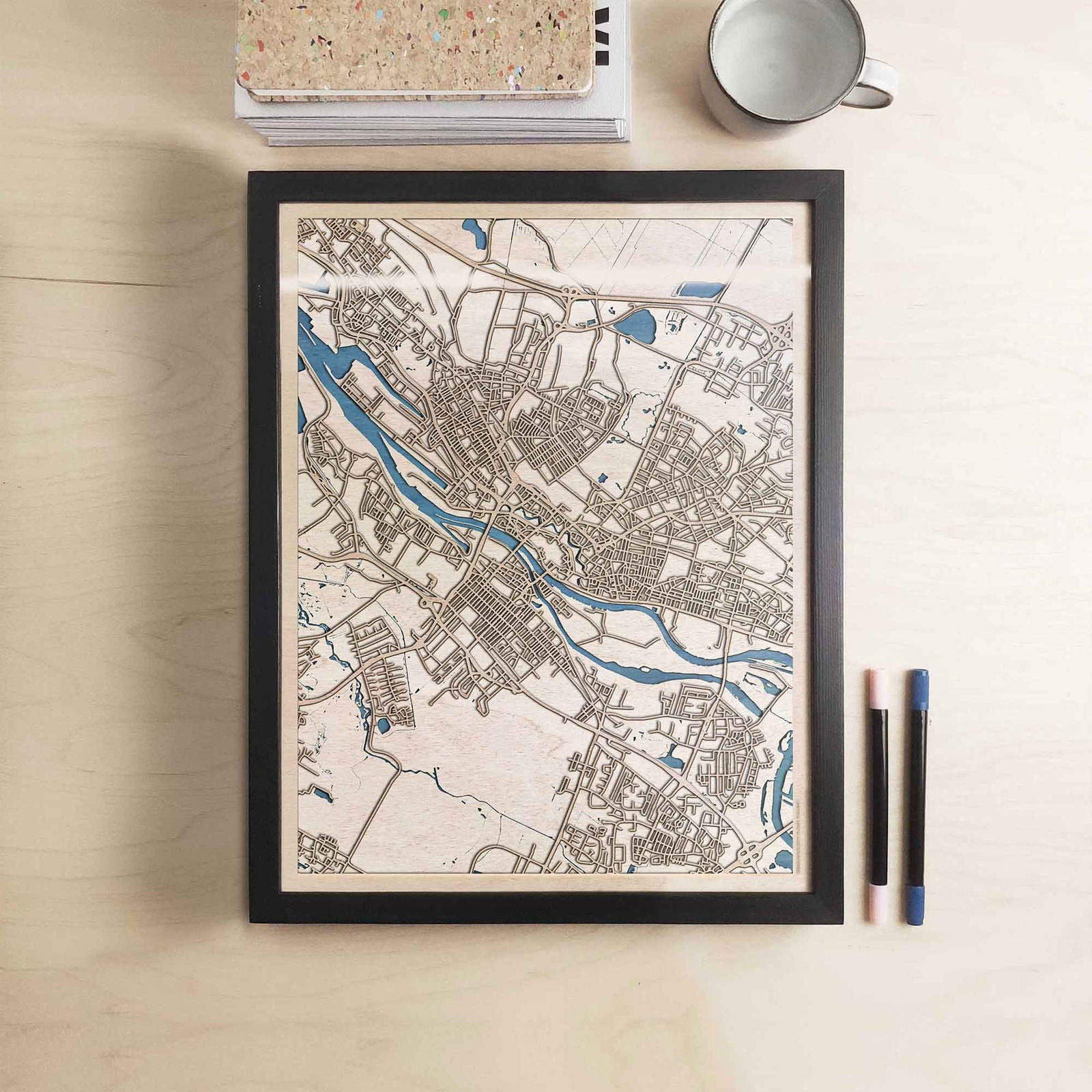Bremen Wooden Map by CityWood - Custom Wood Map Art - Unique Laser Cut Engraved - Anniversary Gift