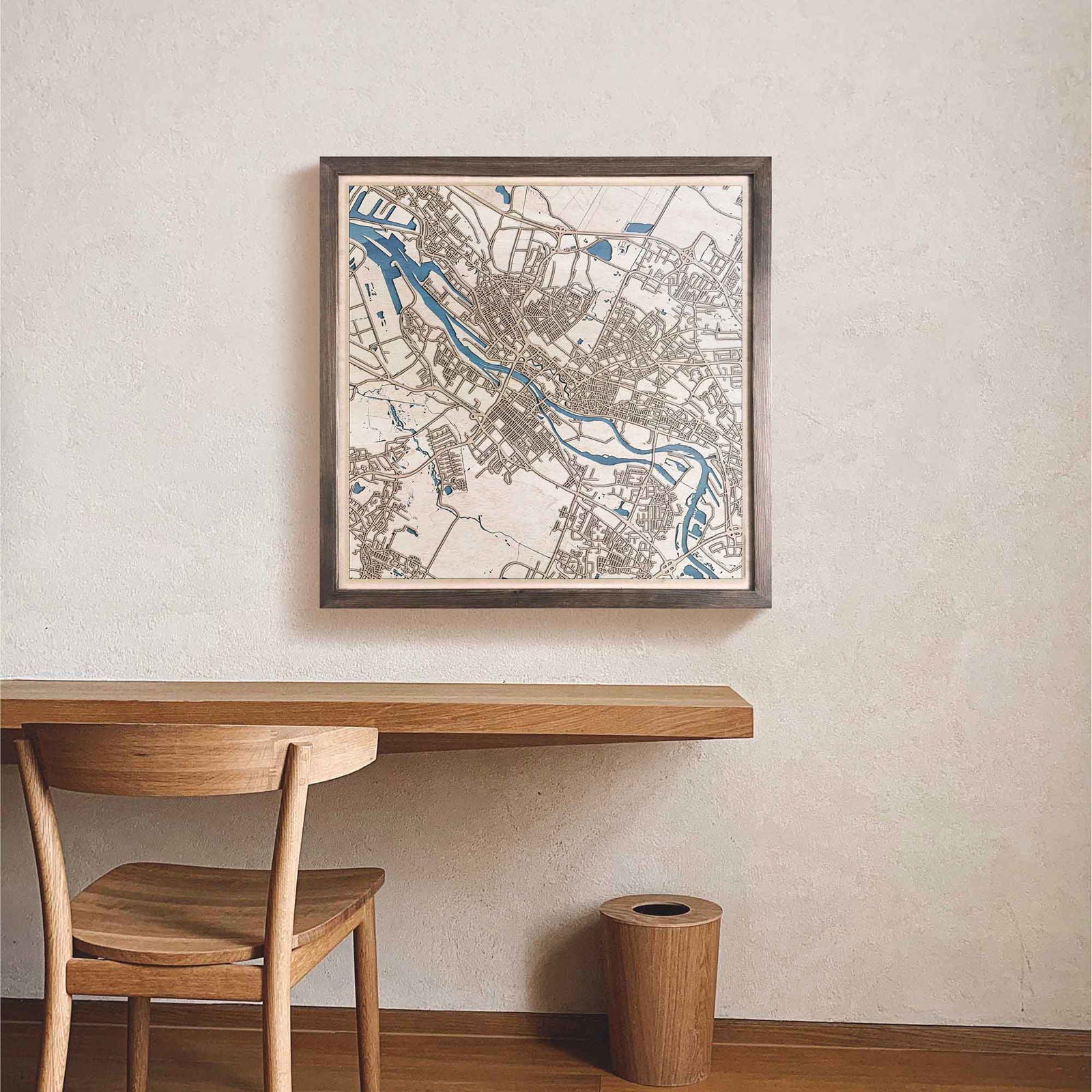 Bremen Wooden Map by CityWood - Custom Wood Map Art - Unique Laser Cut Engraved - Anniversary Gift