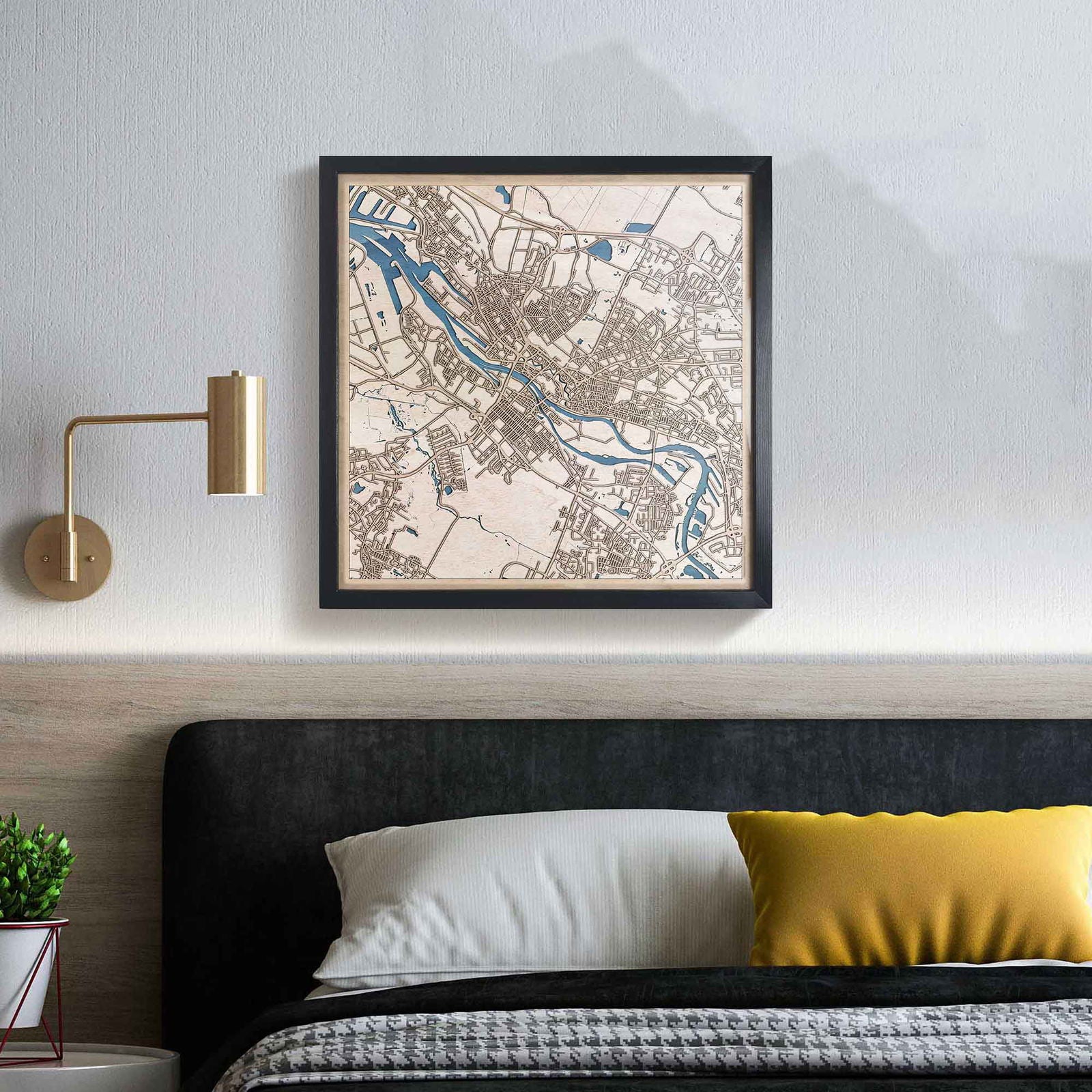 Bremen Wooden Map by CityWood - Custom Wood Map Art - Unique Laser Cut Engraved - Anniversary Gift
