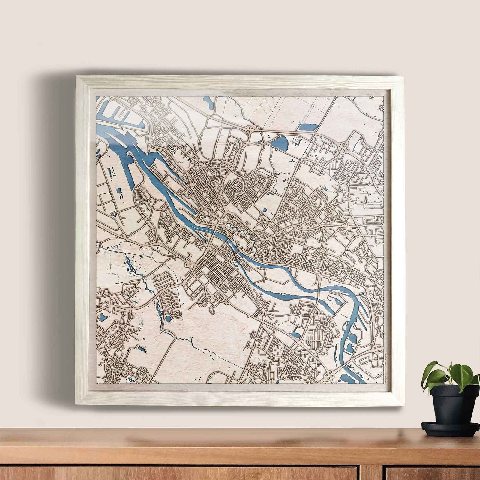 Bremen Wooden Map by CityWood - Custom Wood Map Art - Unique Laser Cut Engraved - Anniversary Gift
