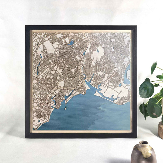 Bridgeport Wooden Map by CityWood - Custom Wood Map Art - Unique Laser Cut Engraved - Anniversary Gift