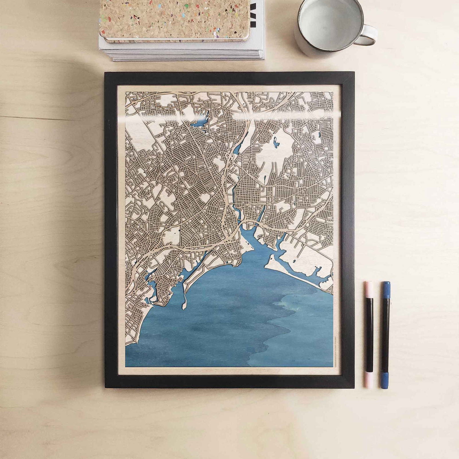 Bridgeport Wooden Map by CityWood - Custom Wood Map Art - Unique Laser Cut Engraved - Anniversary Gift
