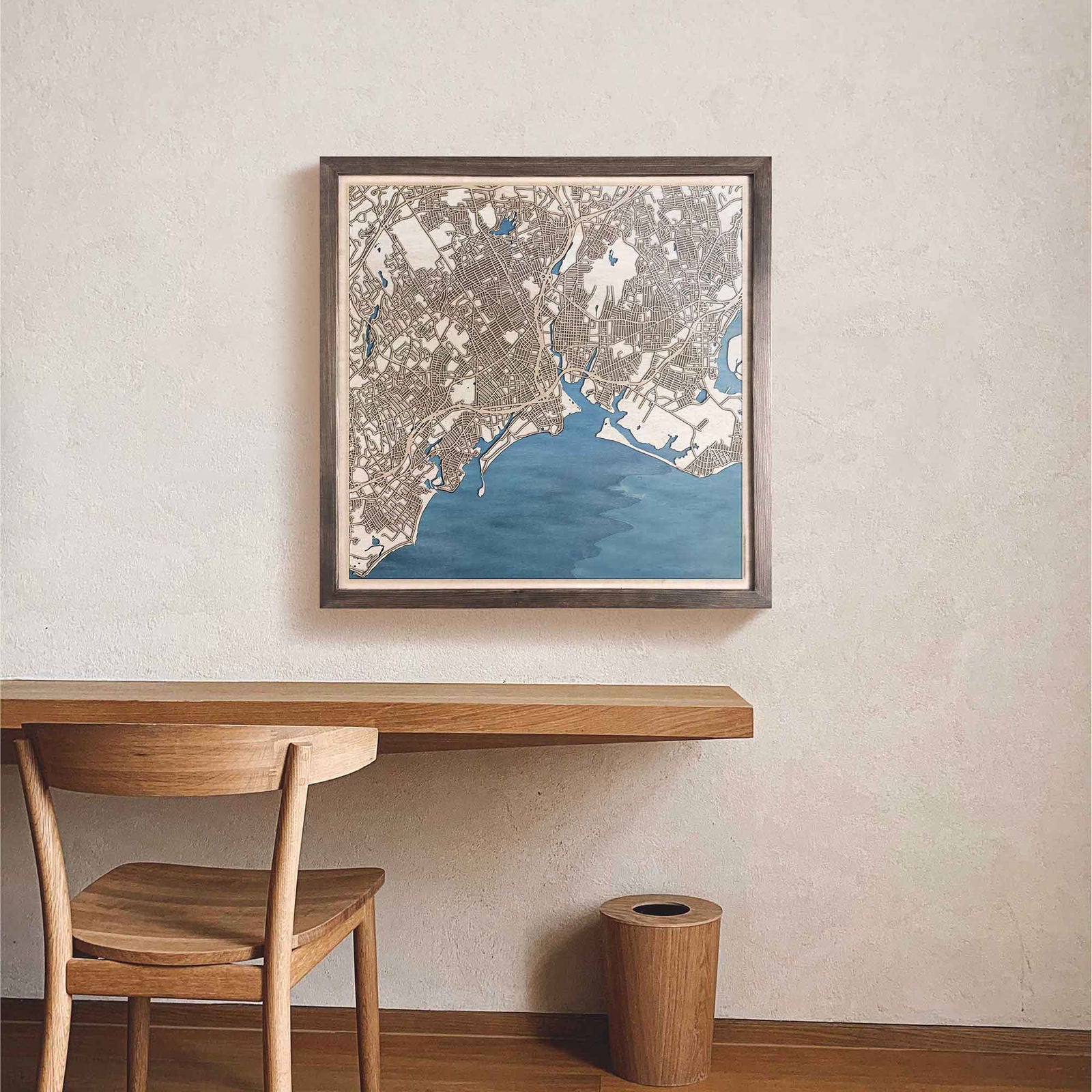 Bridgeport Wooden Map by CityWood - Custom Wood Map Art - Unique Laser Cut Engraved - Anniversary Gift