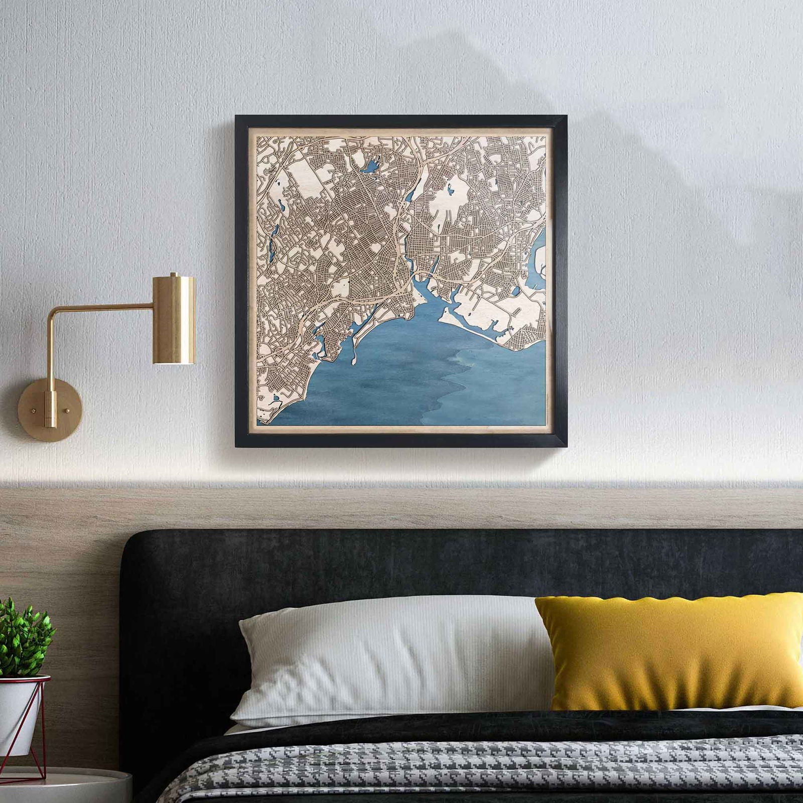 Bridgeport Wooden Map by CityWood - Custom Wood Map Art - Unique Laser Cut Engraved - Anniversary Gift