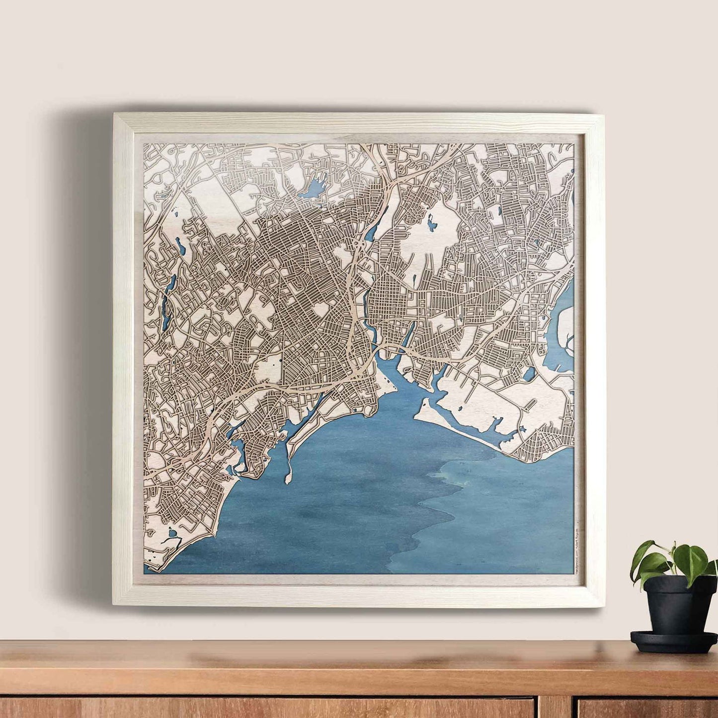 Bridgeport Wooden Map by CityWood - Custom Wood Map Art - Unique Laser Cut Engraved - Anniversary Gift