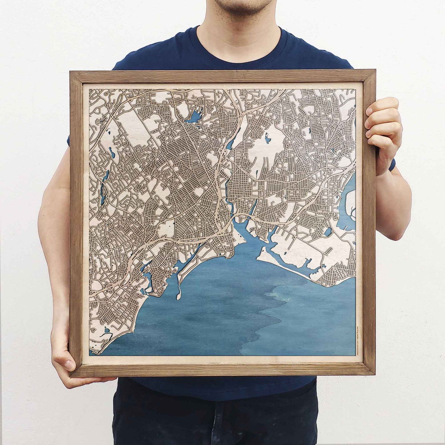 Bridgeport Wooden Map by CityWood - Custom Wood Map Art - Unique Laser Cut Engraved - Anniversary Gift