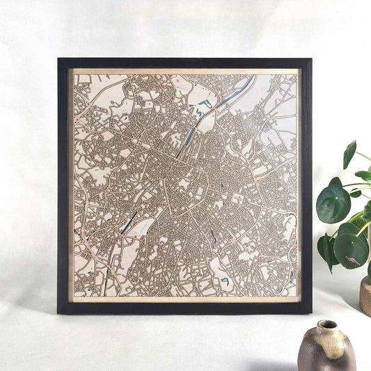 Brussels Wooden Map by CityWood - Custom Wood Map Art - Unique Laser Cut Engraved - Anniversary Gift