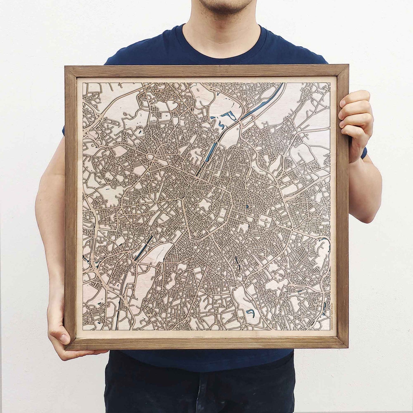 Brussels Wooden Map by CityWood - Custom Wood Map Art - Unique Laser Cut Engraved - Anniversary Gift