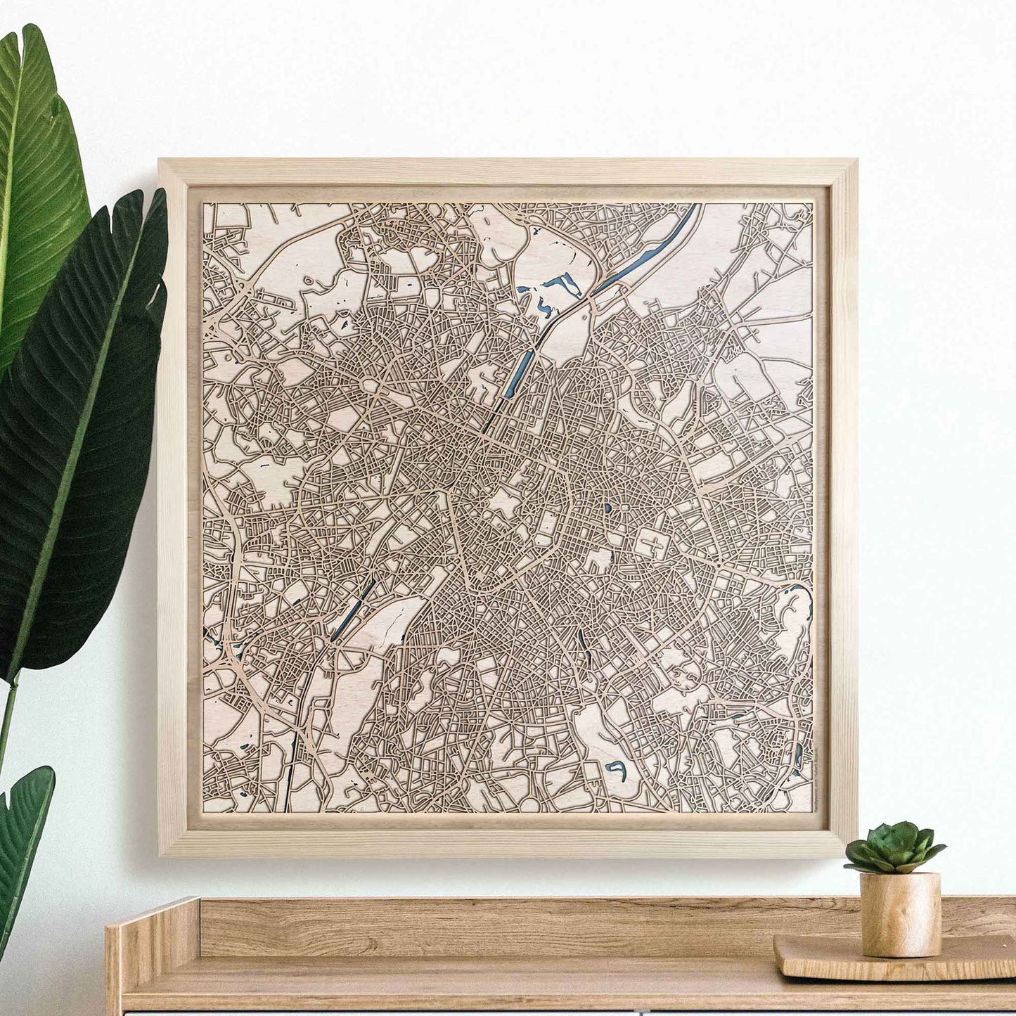 Brussels Wooden Map by CityWood - Custom Wood Map Art - Unique Laser Cut Engraved - Anniversary Gift