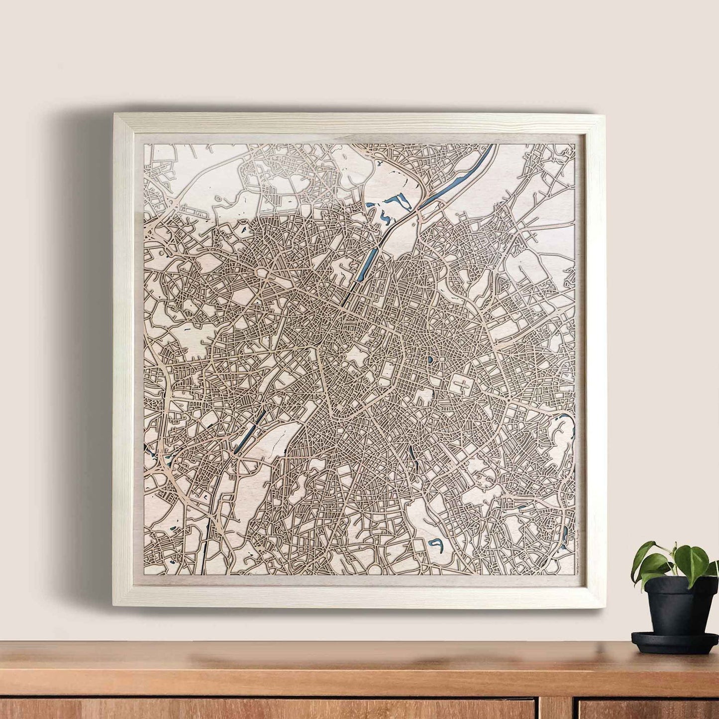 Brussels Wooden Map by CityWood - Custom Wood Map Art - Unique Laser Cut Engraved - Anniversary Gift