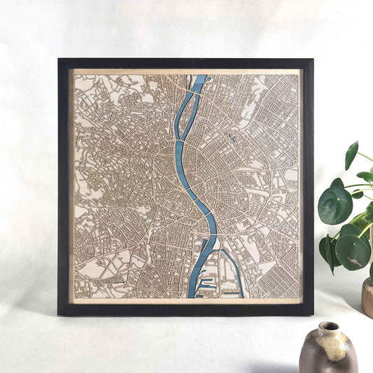 Budapest Wooden Map by CityWood - Custom Wood Map Art - Unique Laser Cut Engraved - Anniversary Gift