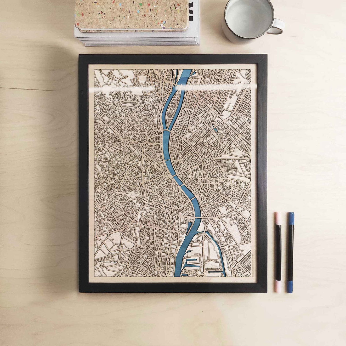 Budapest Wooden Map by CityWood - Custom Wood Map Art - Unique Laser Cut Engraved - Anniversary Gift