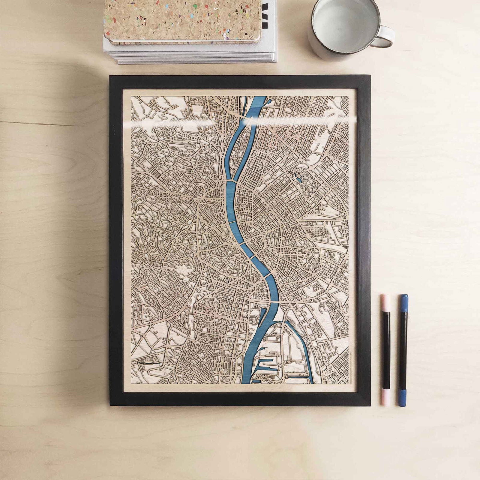 Budapest Wooden Map by CityWood - Custom Wood Map Art - Unique Laser Cut Engraved - Anniversary Gift