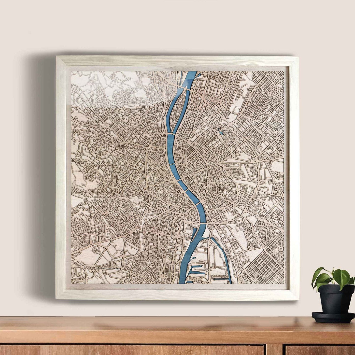 Budapest Wooden Map by CityWood - Custom Wood Map Art - Unique Laser Cut Engraved - Anniversary Gift