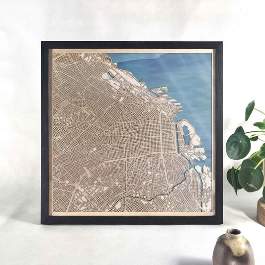 Buenos Aires Wooden Map by CityWood - Custom Wood Map Art - Unique Laser Cut Engraved - Anniversary Gift