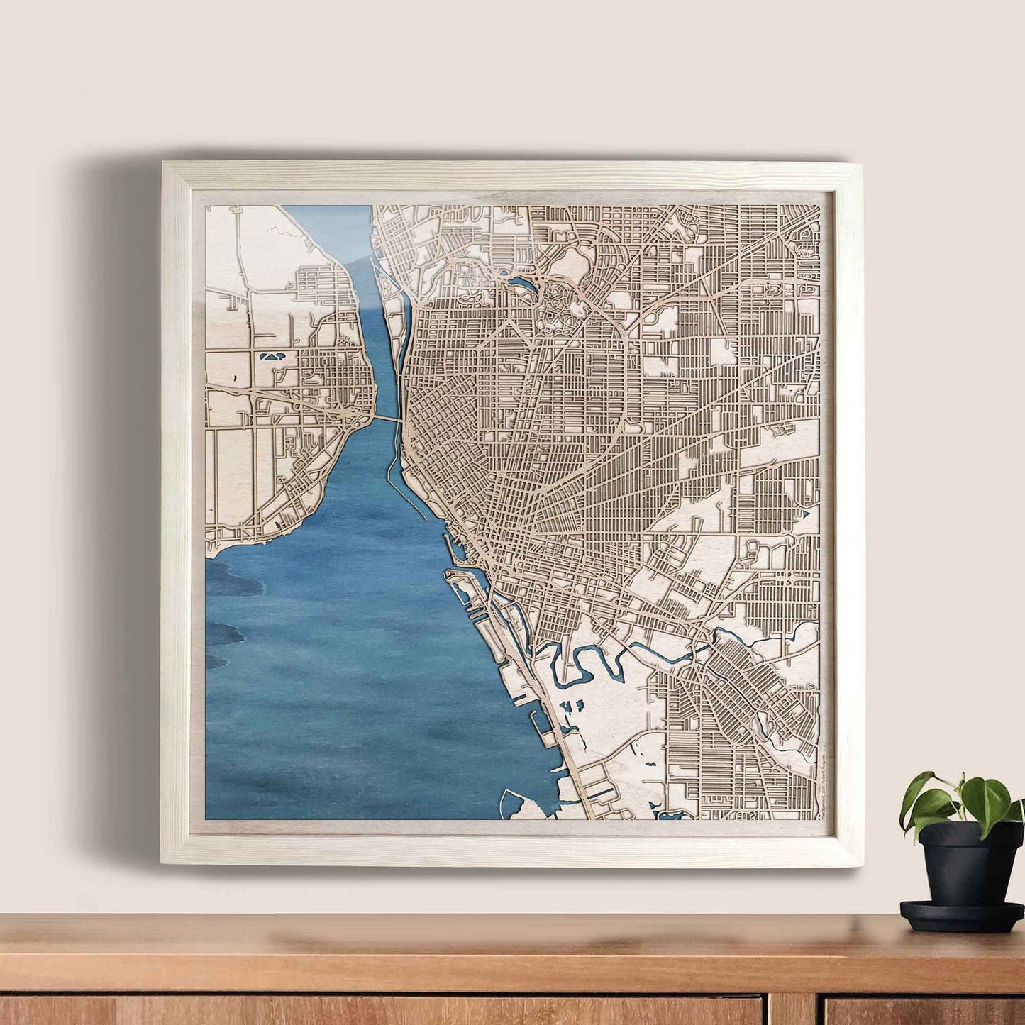 Buffalo Wooden Map by CityWood - Custom Wood Map Art - Unique Laser Cut Engraved - Anniversary Gift