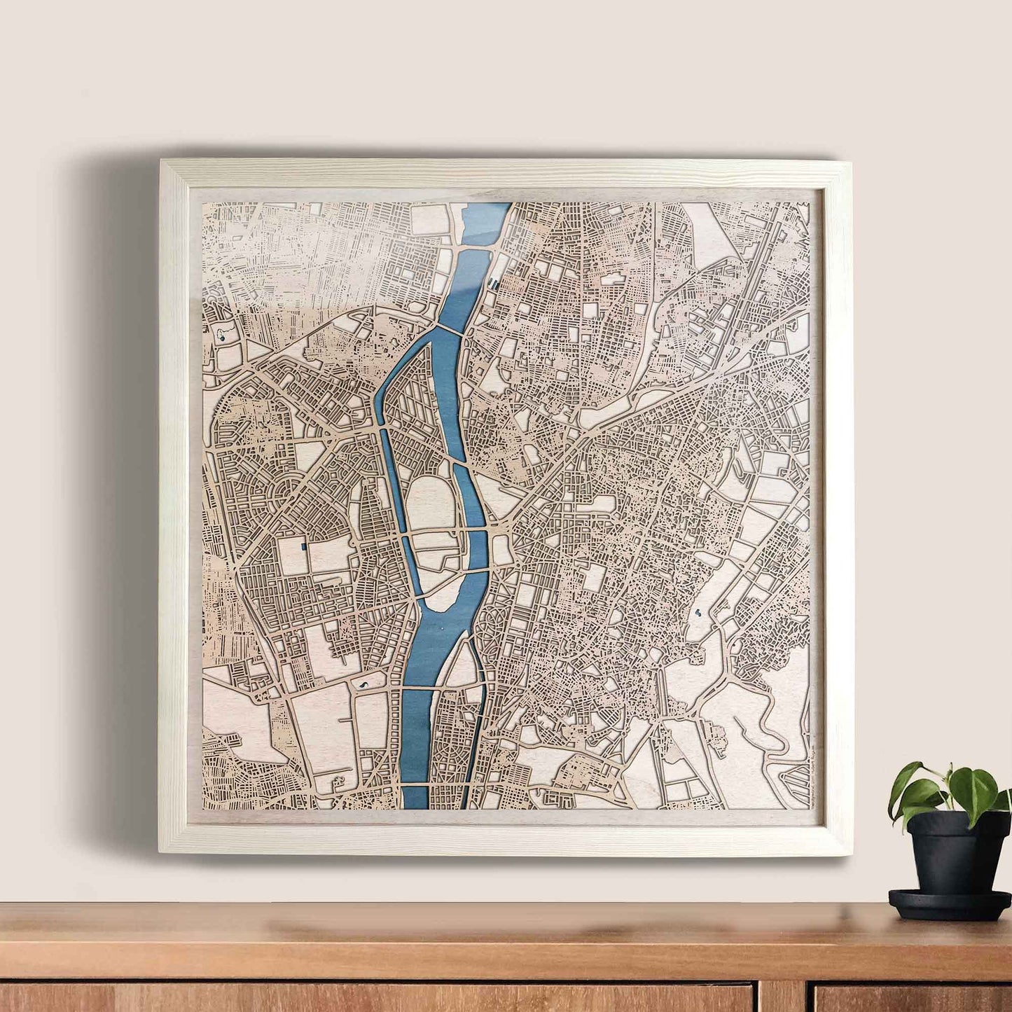 Cairo Wooden Map by CityWood - Custom Wood Map Art - Unique Laser Cut Engraved - Anniversary Gift